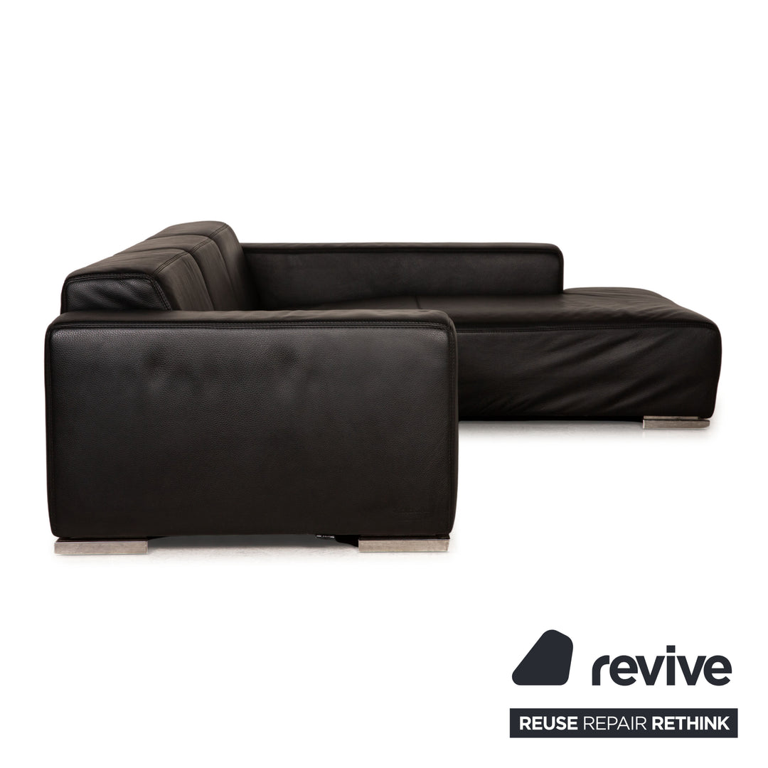 Rivolta Leather Sofa Black Corner Sofa Couch