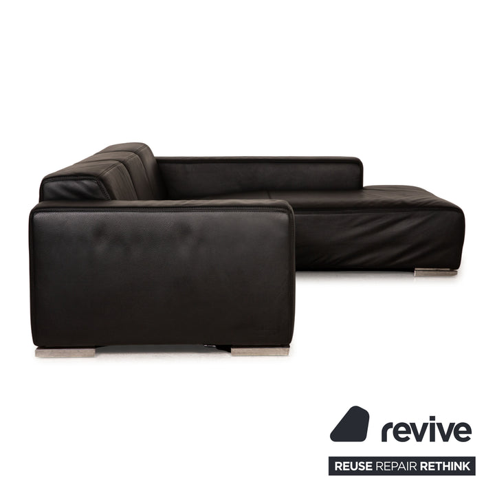Rivolta Leather Sofa Black Corner Sofa Couch