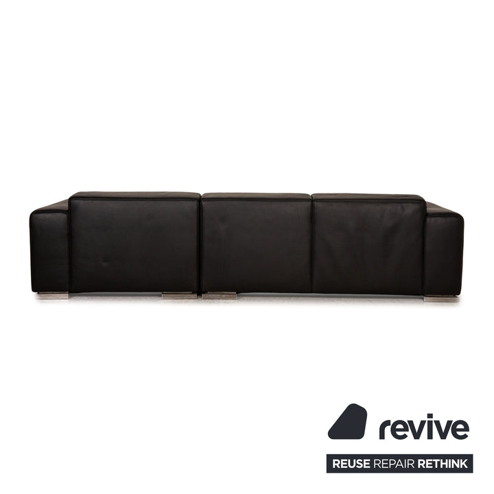 Rivolta Leather Sofa Black Corner Sofa Couch