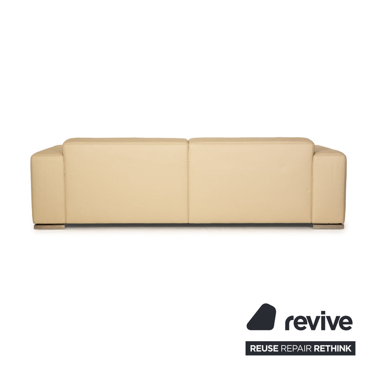Rivolta Milano Leather Three Seater Cream Sofa Couch