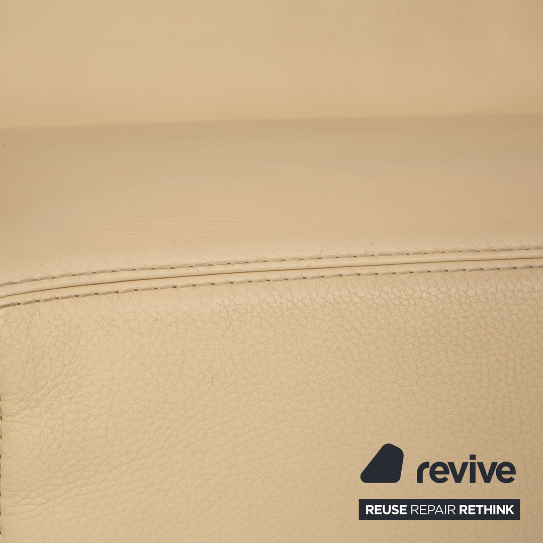 Rivolta Milano Leather Three Seater Cream Sofa Couch