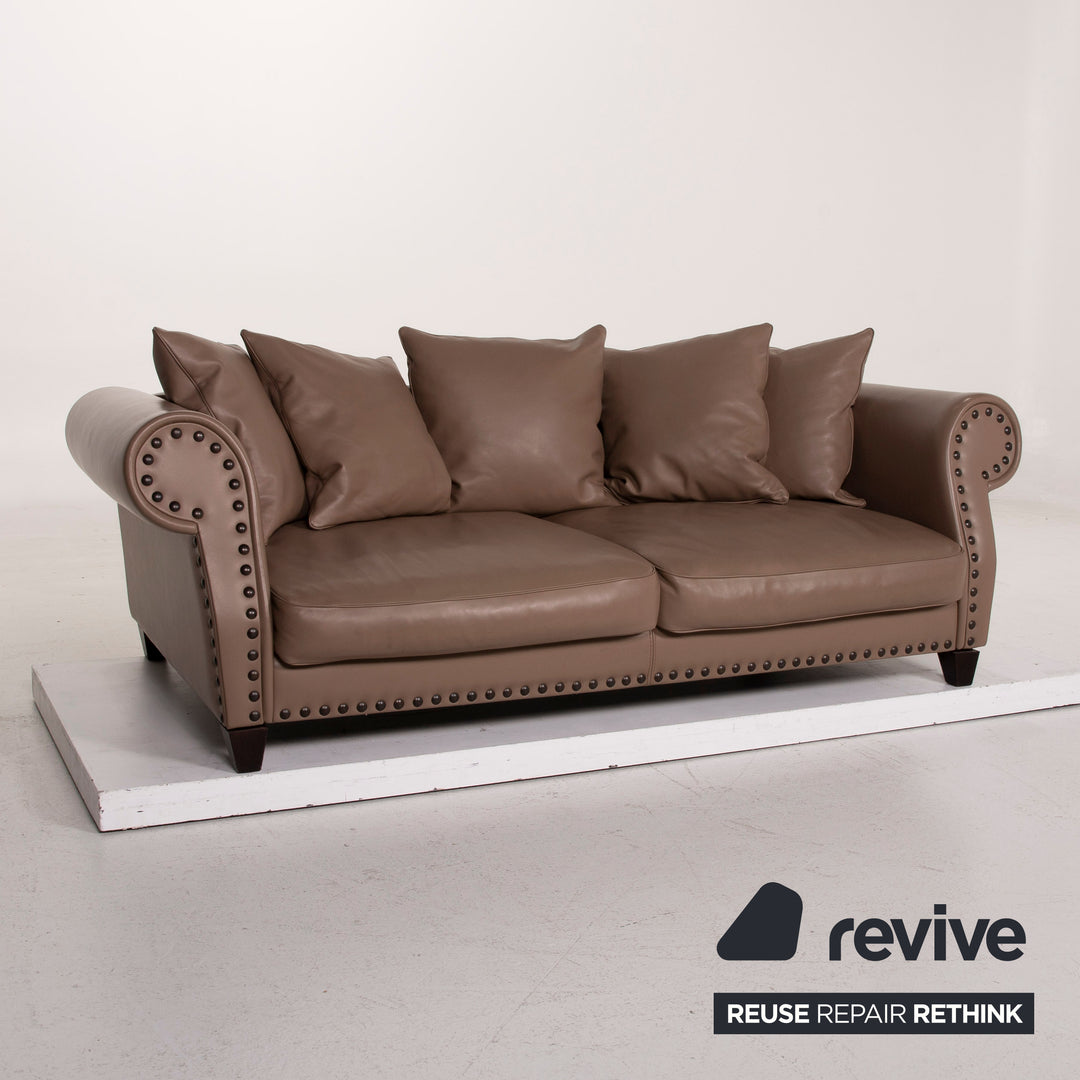 Roche Bobois Chester Chic Leather Sofa Brown Three Seater #15251