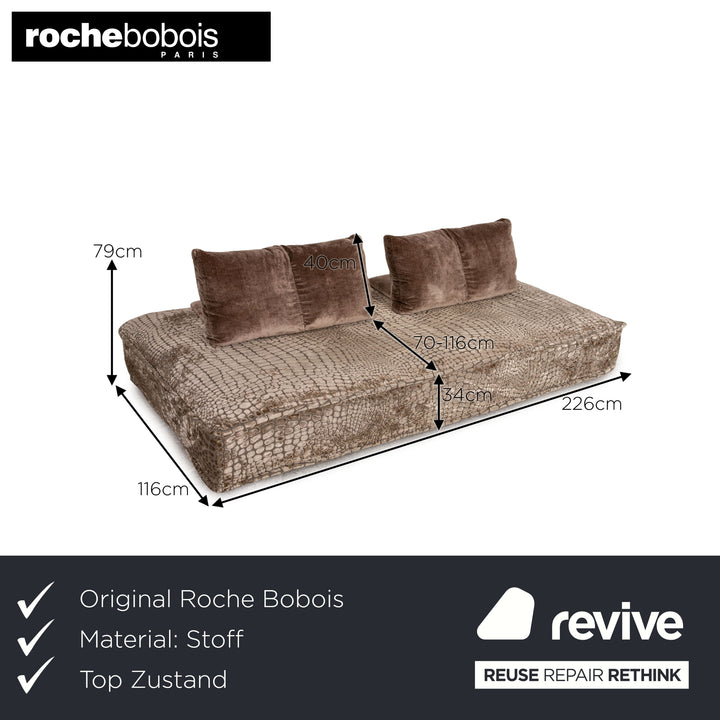 Roche Bobois Escapade Stoff Dreisitzer Braun Taupe Schlaffunktion Sofa Couch