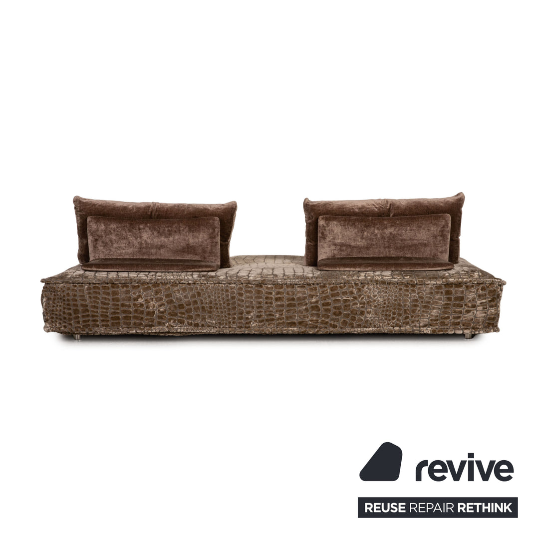 Roche Bobois Escapade Fabric Three Seater Brown Taupe Sleeper Sofa Couch