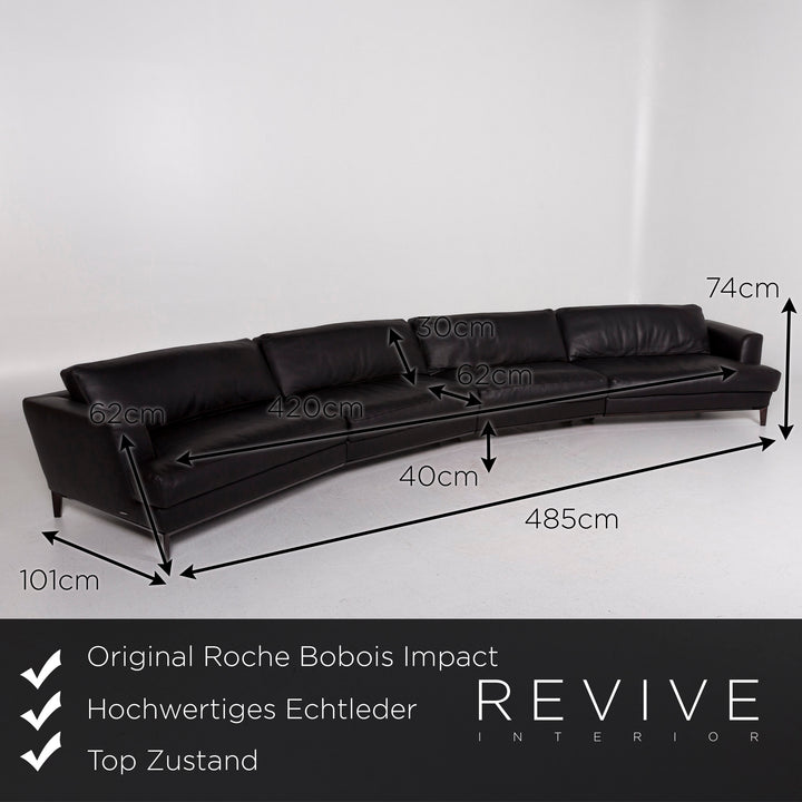 Roche Bobois Impact Modular Leder Sofa Dunkelbraun Viersitzer #11397