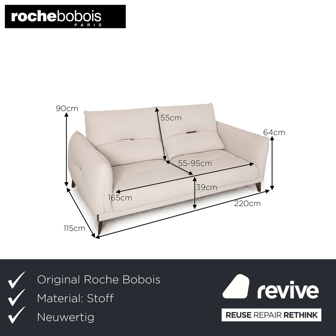 Roche Bobois ITINÉRAIRE Stoff Zweisitzer Hellgrau Sofa Couch Funktion