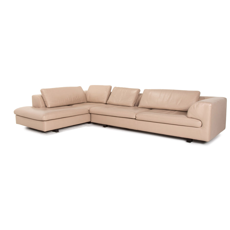Roche Bobois Leder Ecksofa Beige Sofa Couch #15329