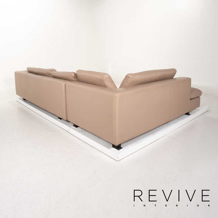 Roche Bobois Leather Corner Sofa Beige Sofa Couch #15329