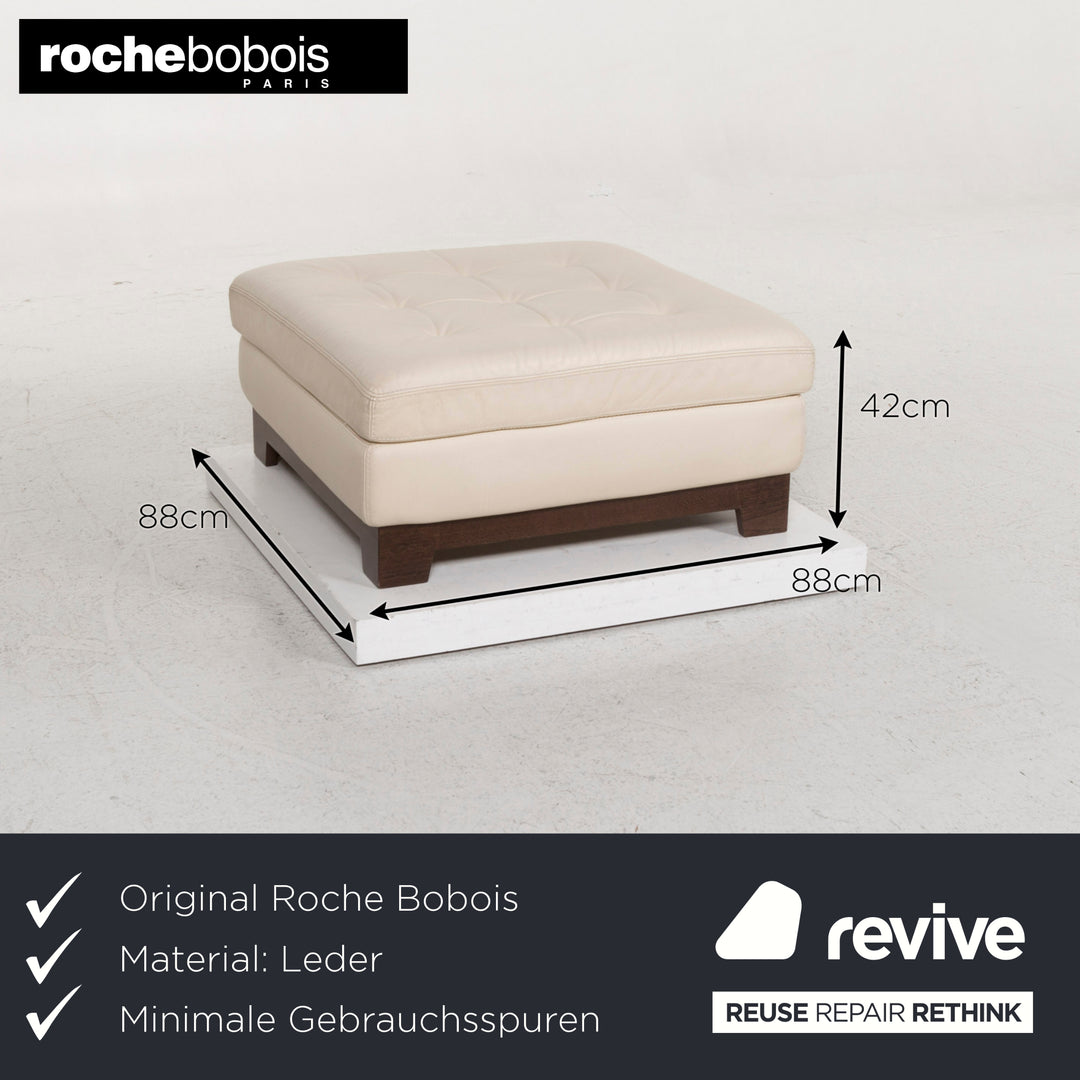 Roche Bobois Leather Stool Cream #12997