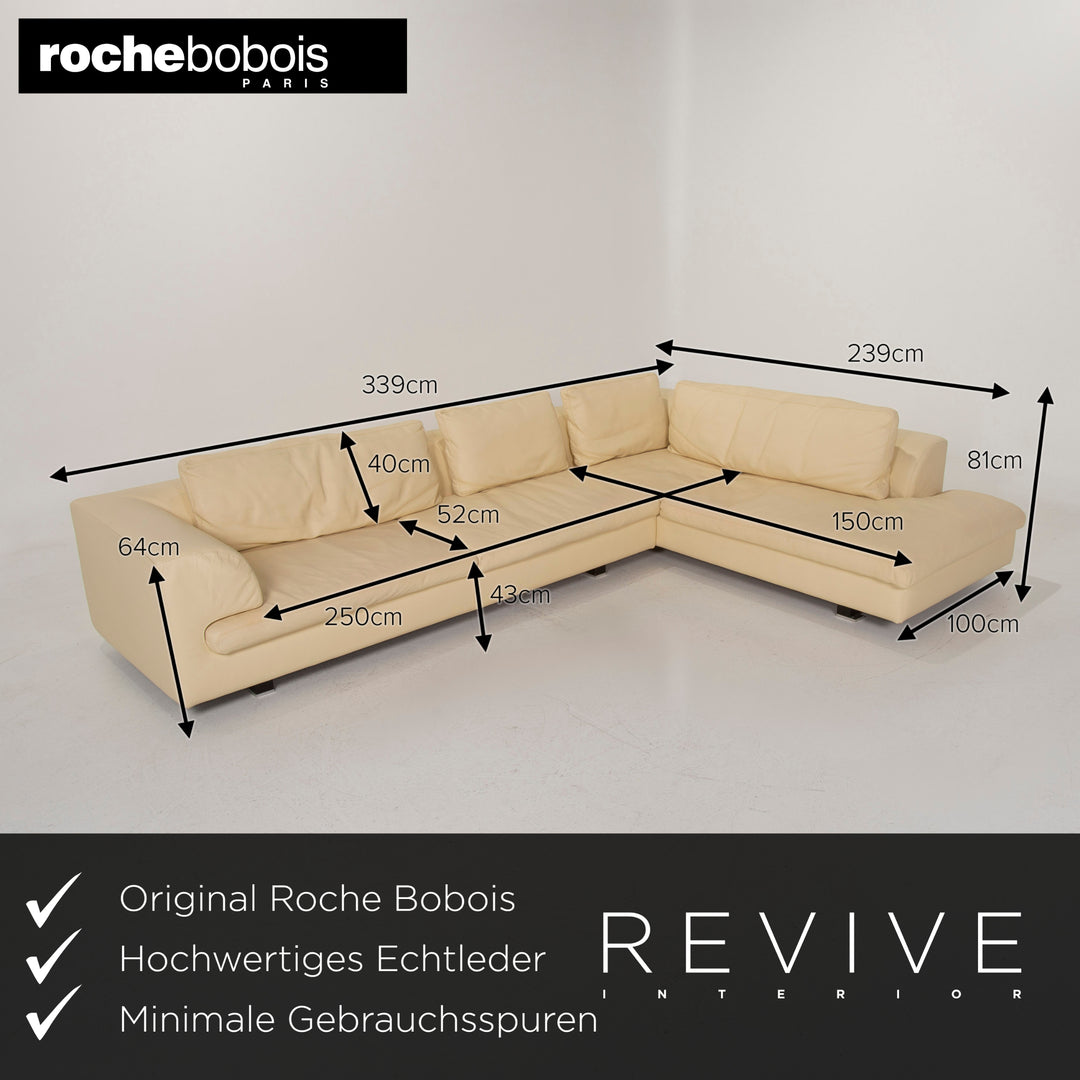 Roche Bobois Leather Sofa Beige Corner Sofa #14567
