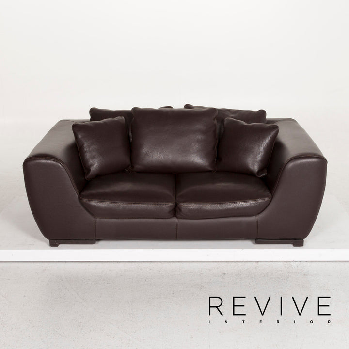 Roche Bobois Leder Sofa Braun Dunkelbraun Zweisitzer Couch #12639