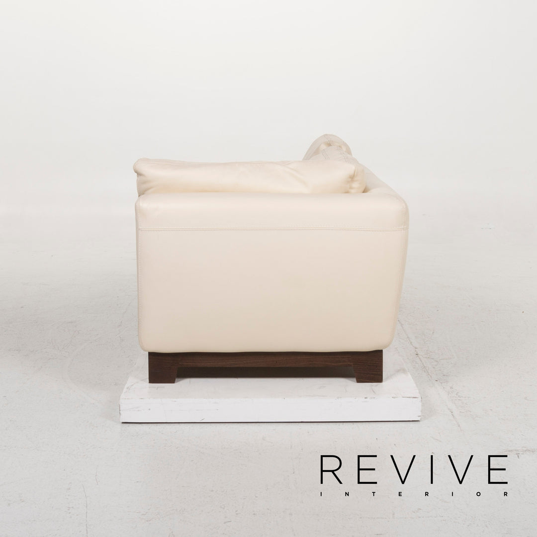 Roche Bobois Leather Sofa Cream Two Seater #12996