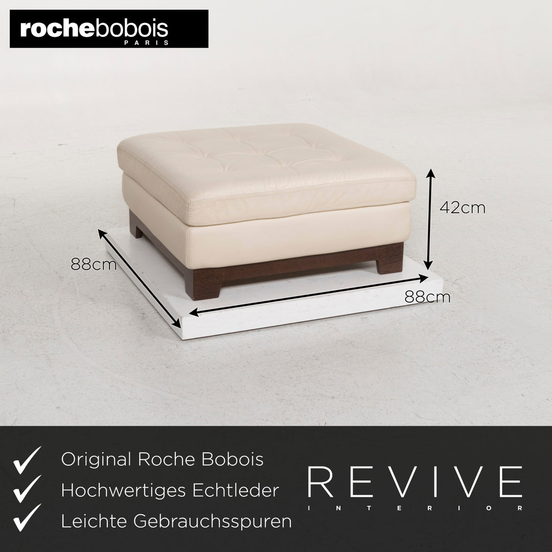 Roche Bobois Leder Sofa Garnitur Creme Zweisitzer Hocker #13190