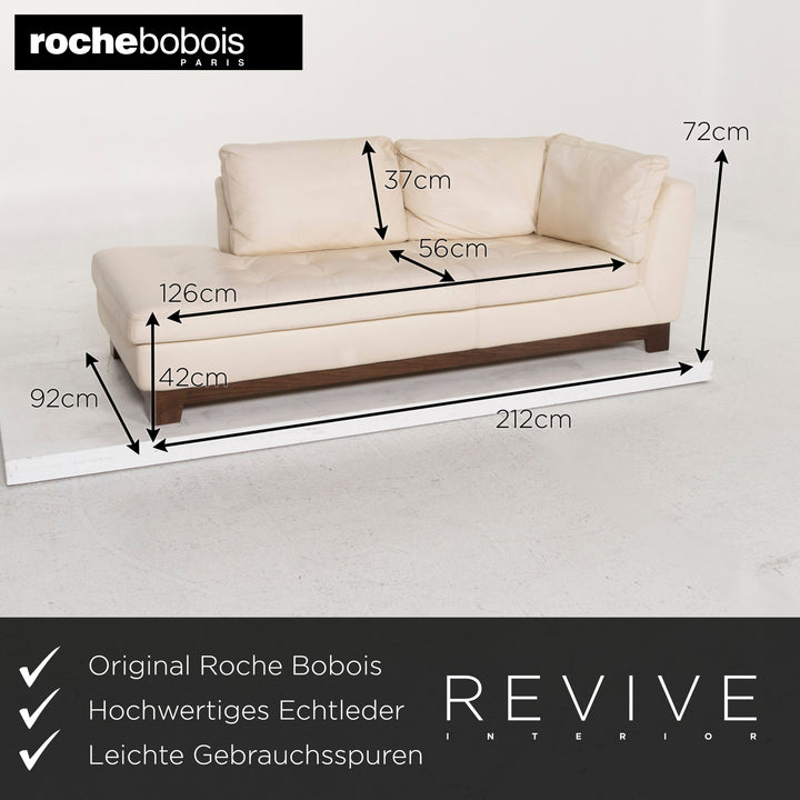 Roche Bobois Leder Sofa Garnitur Creme Zweisitzer Hocker #13190