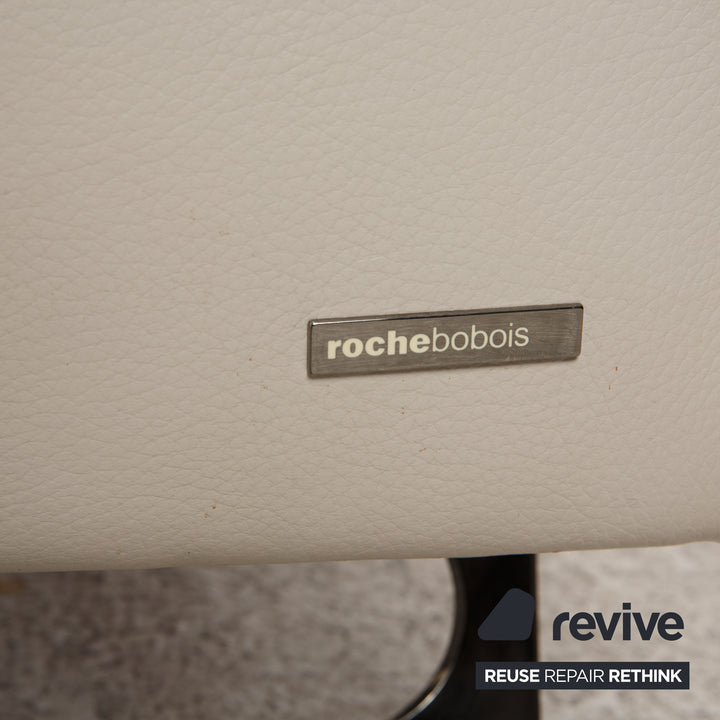 Roche Bobois Leather Sofa Light Gray Corner Sofa Couch