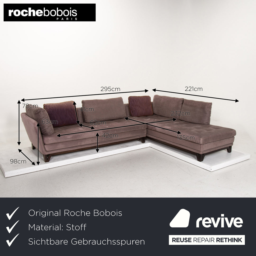 Roche Bobois Littoral II Stoff Ecksofa Grau Flieder Sofa Couch #15046