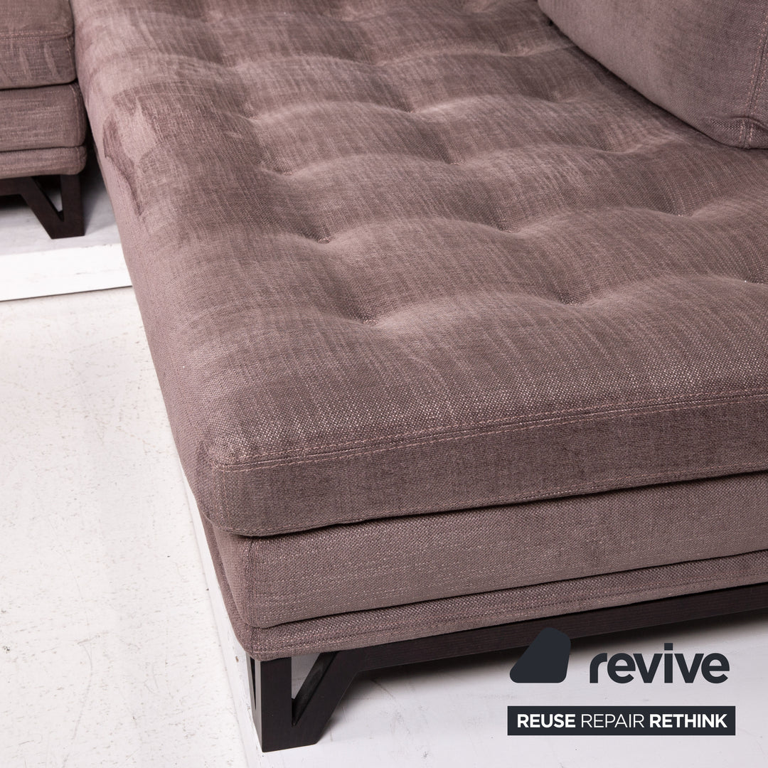 Roche Bobois Littoral II Fabric Corner Sofa Gray Lilac Sofa Couch #15046