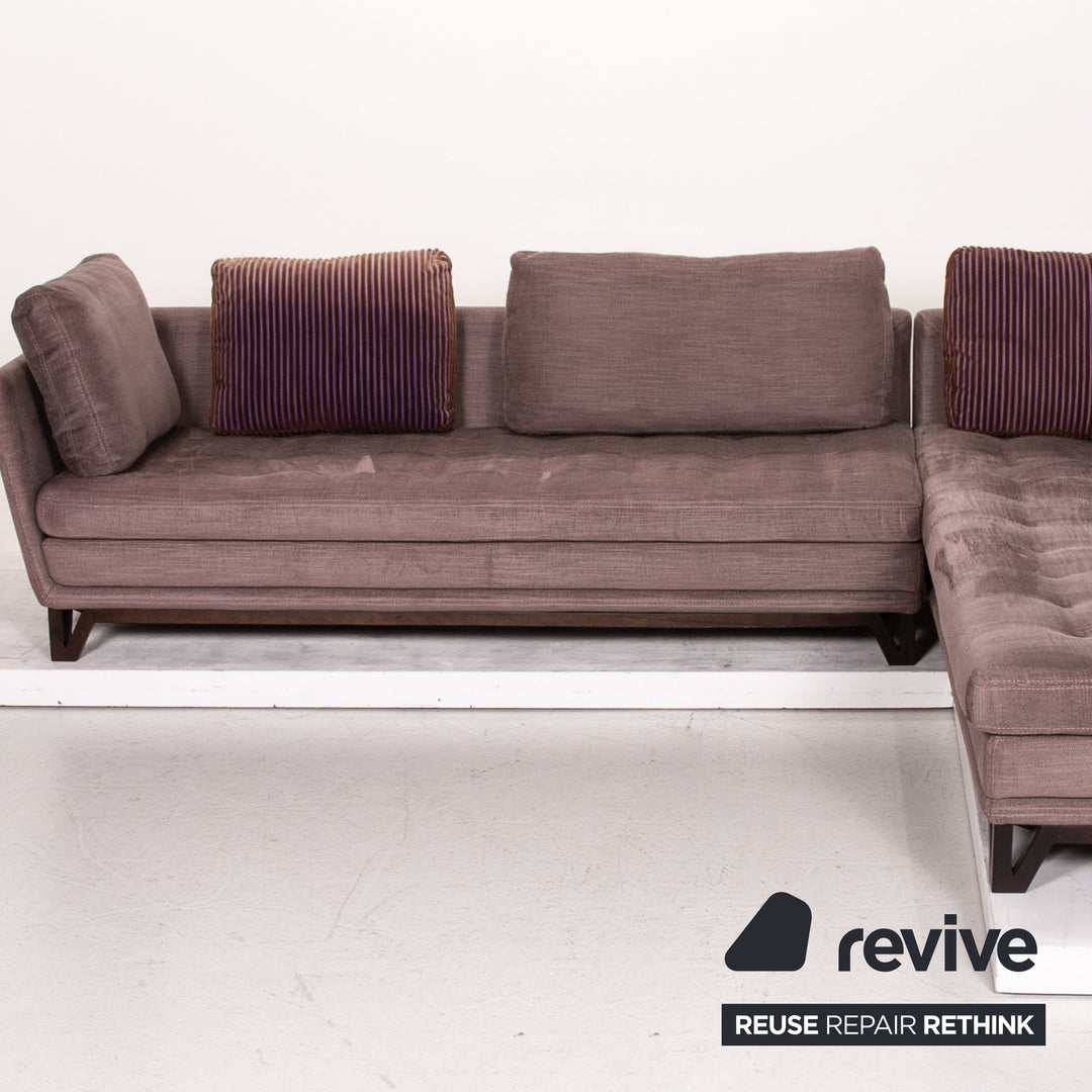 Roche Bobois Littoral II Fabric Corner Sofa Gray Lilac Sofa Couch #15046