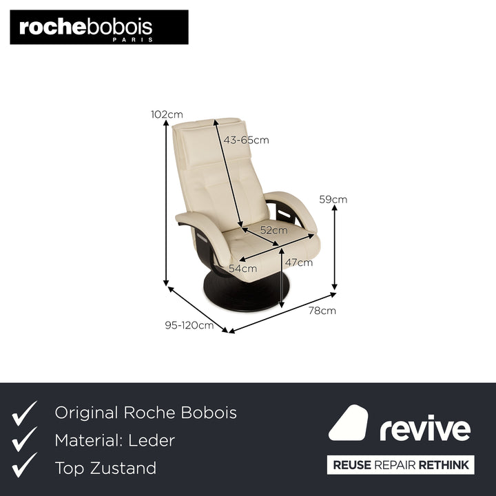 Roche Bobois Master Leder Sessel Creme Funktion inkl. Hocker