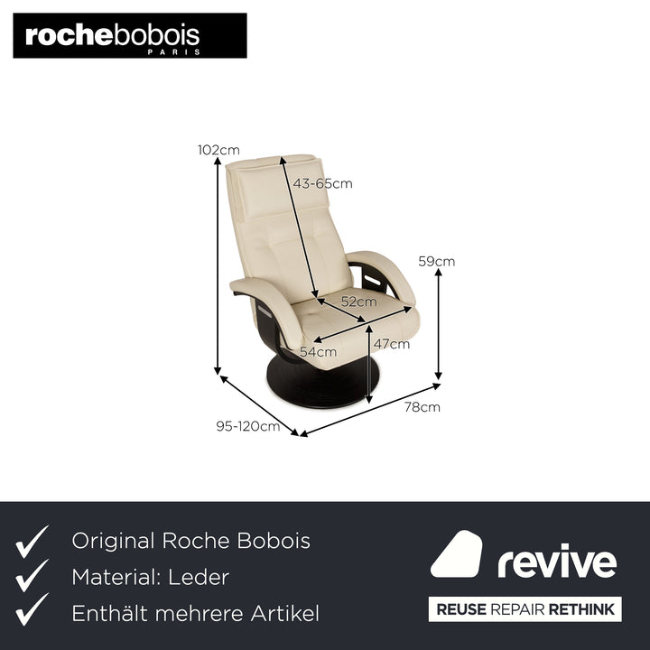 Roche Bobois Master leather lounge chair set cream function footstool