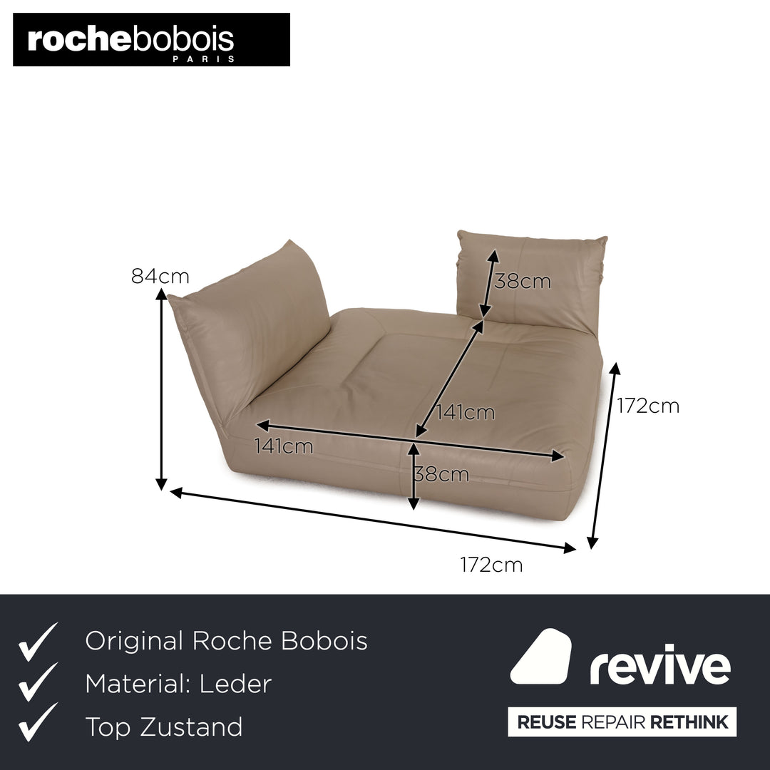 Roche Bobois Octet Leder Ecksofa Beige Sofa Couch