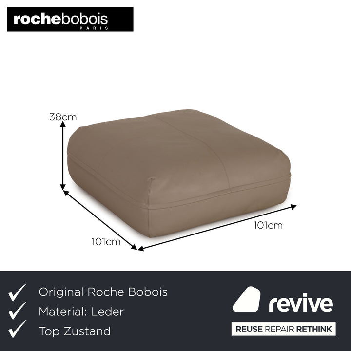 Roche Bobois Octet Leather Stool Beige