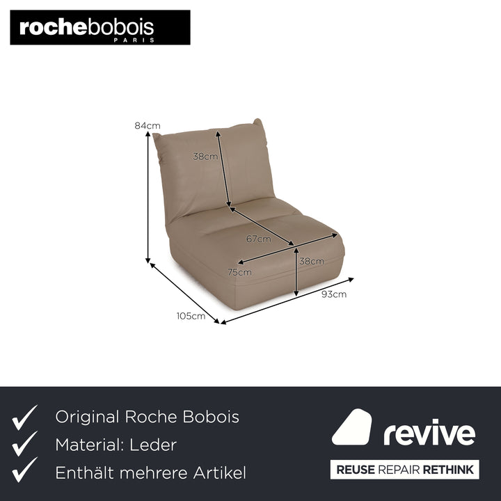 Roche Bobois Octet Leder Sofa Garnitur Beige Ecksofa Sessel Hocker Couch