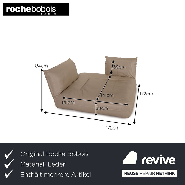 Roche Bobois Octet Leather Sofa Set Beige Corner Sofa Armchair Stool Couch