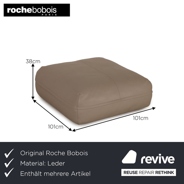 Roche Bobois Octet Leder Sofa Garnitur Beige Ecksofa Sessel Hocker Couch
