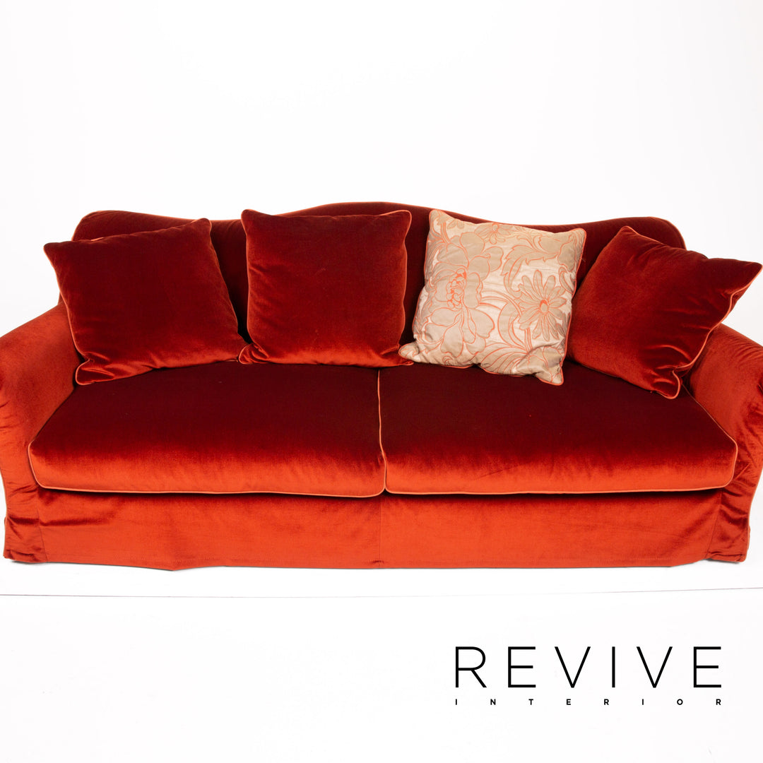 Roche Bobois Samt Stoff Sofa Rot Rotorange Dreisitzer Couch #13873