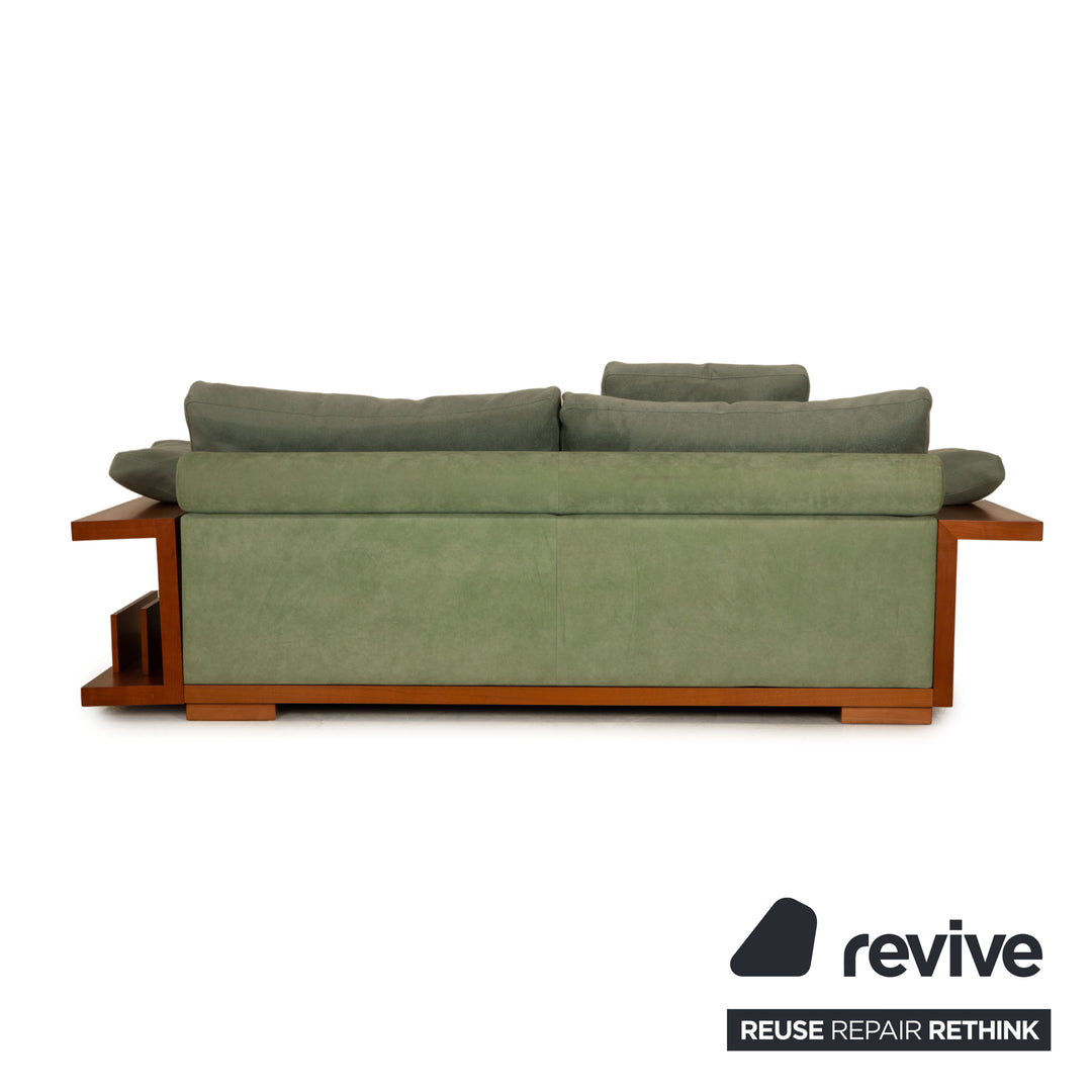 Roche Bobois Fabric Three Seater Green Sofa Couch