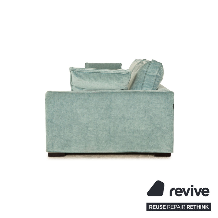 Roche Bobois Fabric Three Seater Light Blue Mint Sofa Couch