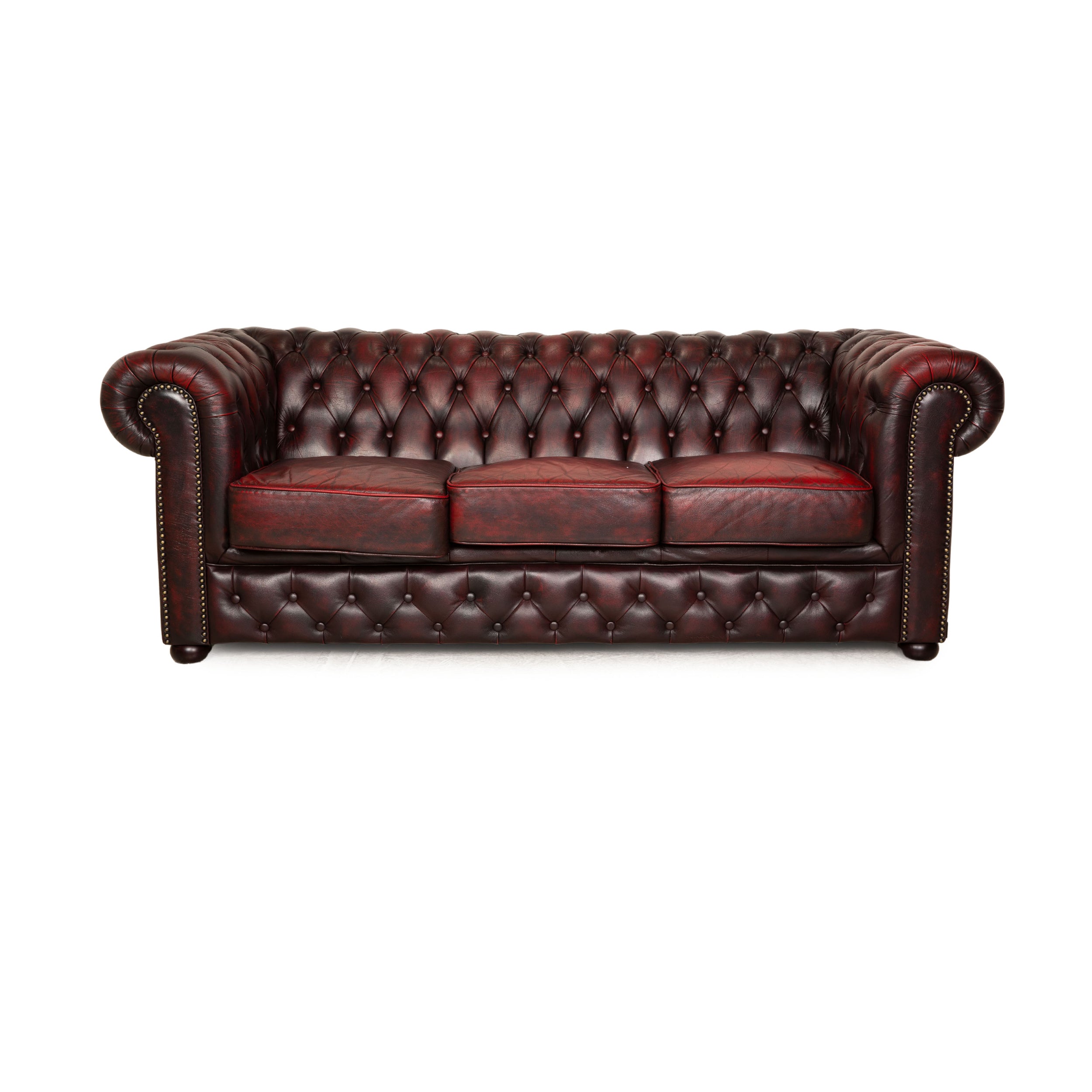 Rochester Chesterfield Dreisitzer Rot Leder 2. Hand Revive