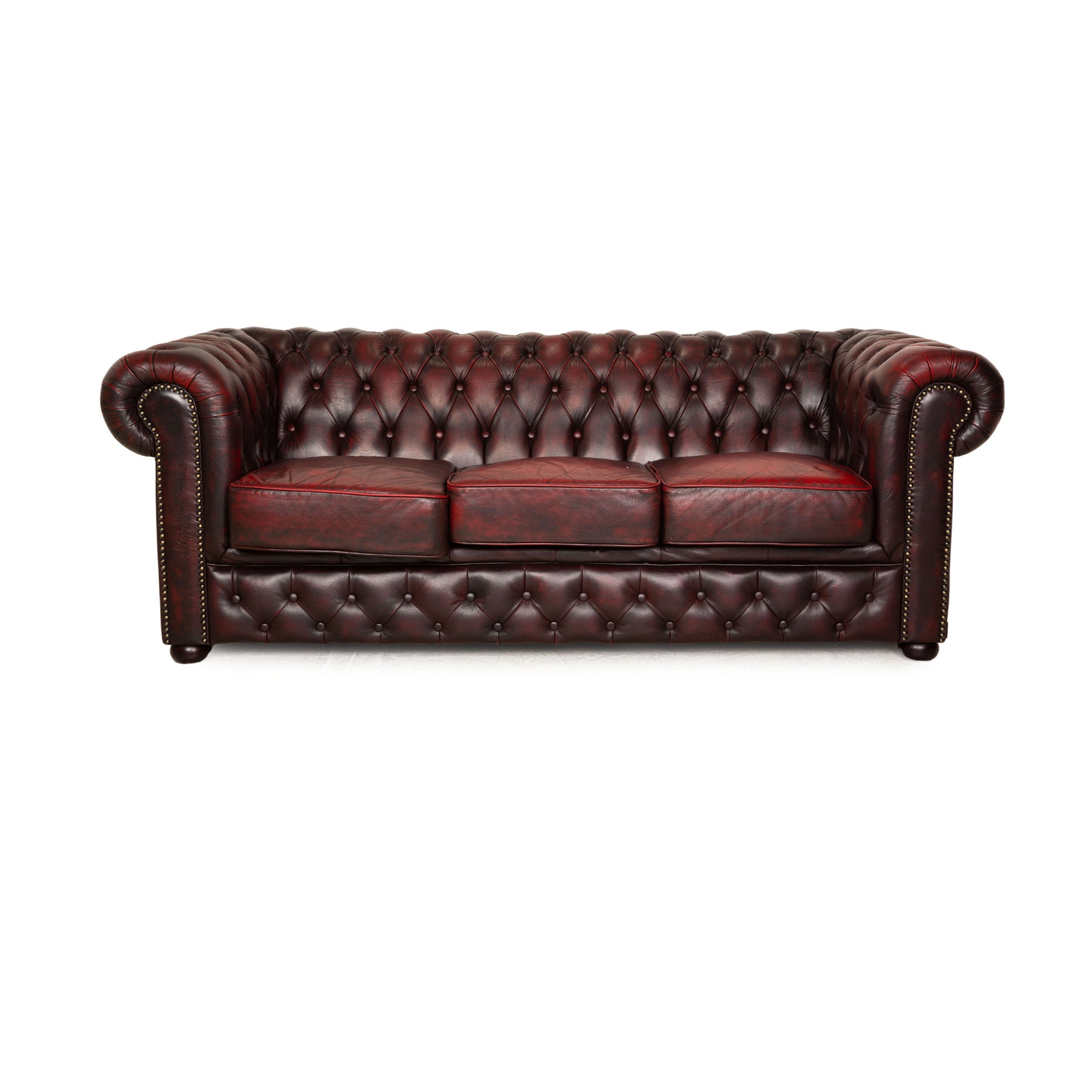 Rochester Chesterfield Dreisitzer Rot Leder 2. Hand Revive