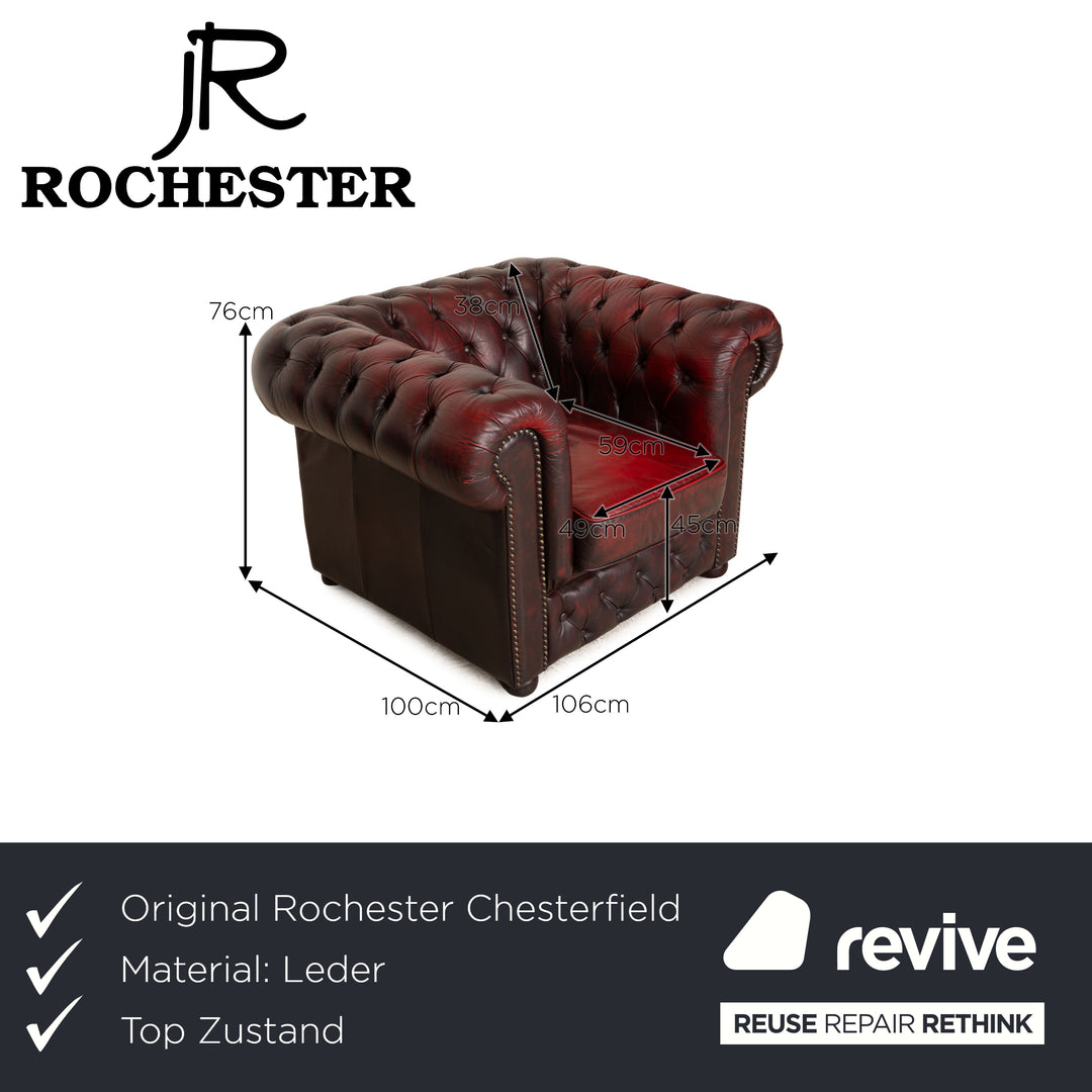 Rochester Chesterfield Leder Sessel Rot Braun Vintage