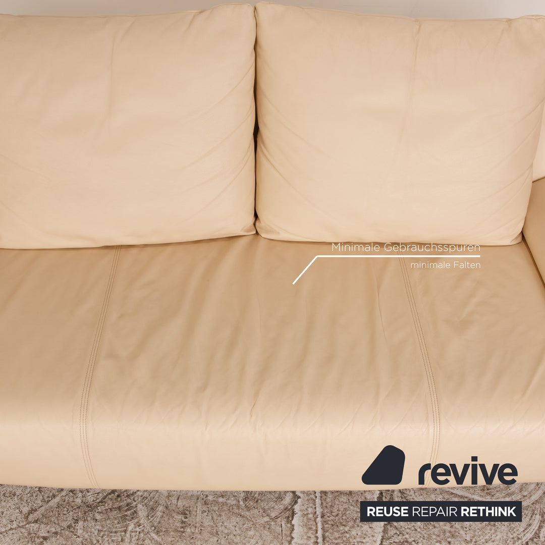 Rolf Benz 1600 Leder Creme Zweisitzer Sofa Couch manuelle Funktion