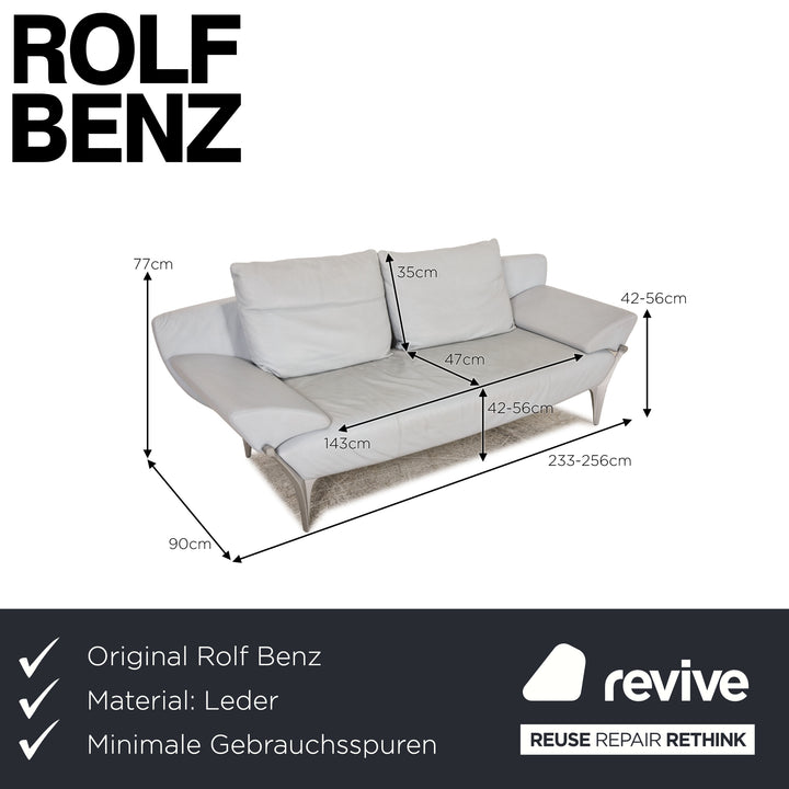 Rolf Benz 1600 leather three-seater blue gray sofa couch function