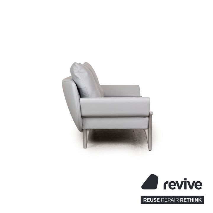 Rolf Benz 1600 leather three-seater ice blue sofa couch function
