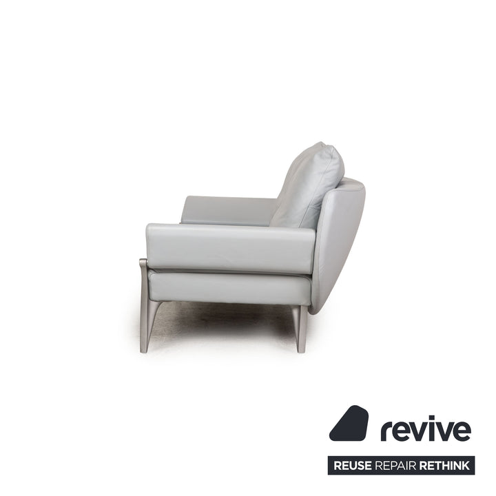 Rolf Benz 1600 leather three-seater ice blue sofa couch function