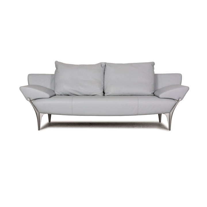 Rolf Benz 1600 leather three-seater ice blue sofa couch function