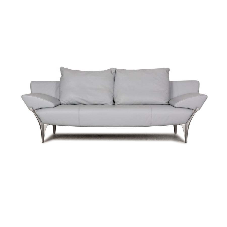 Rolf Benz 1600 leather three-seater ice blue sofa couch function