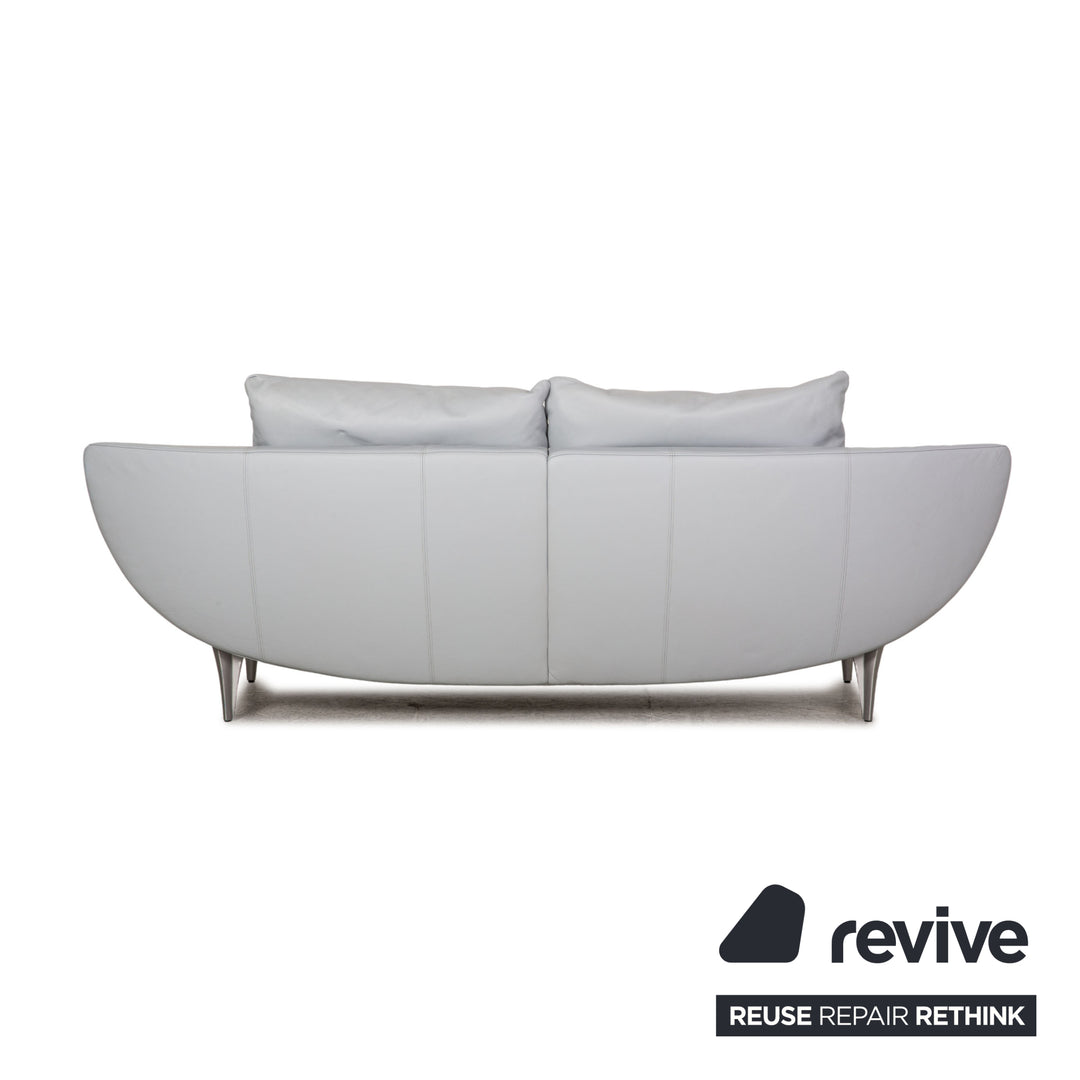 Rolf Benz 1600 leather three-seater ice blue sofa couch function