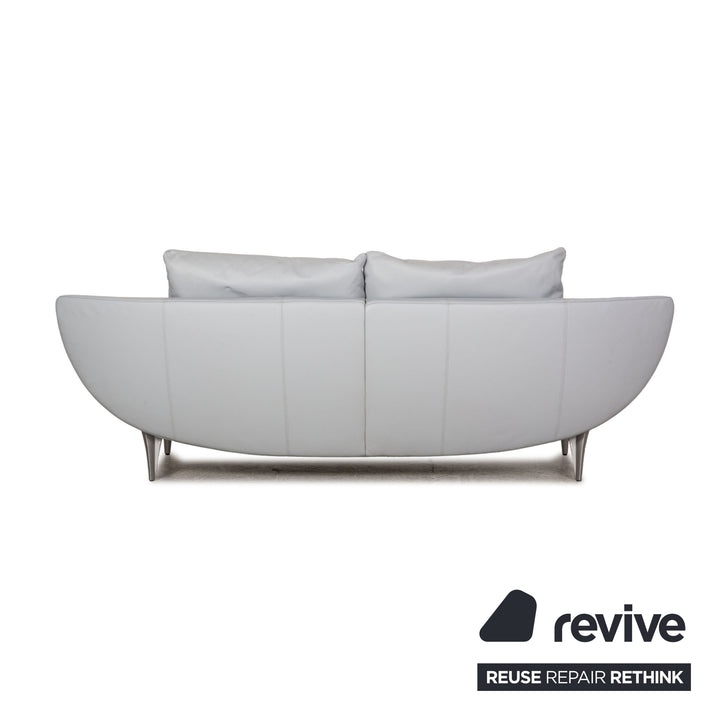 Rolf Benz 1600 leather three-seater ice blue sofa couch function