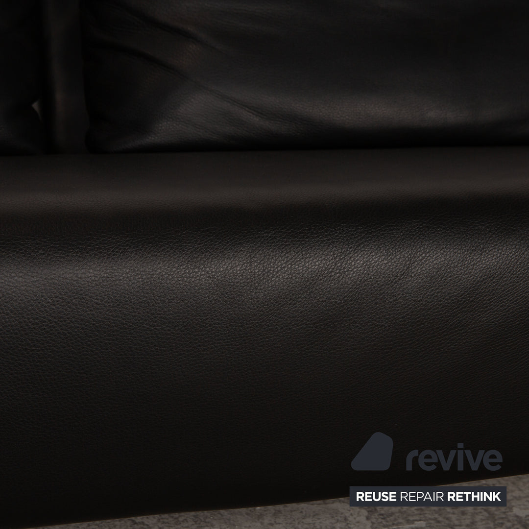 Rolf Benz 1600 Leder Dreisitzer Schwarz Sofa Couch Funktion