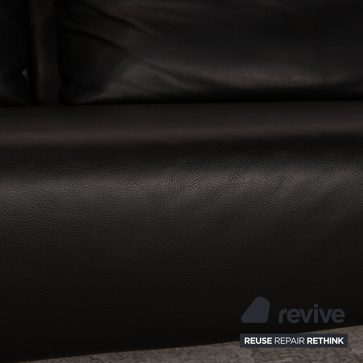 Rolf Benz 1600 Leder Dreisitzer Schwarz Sofa Couch Funktion