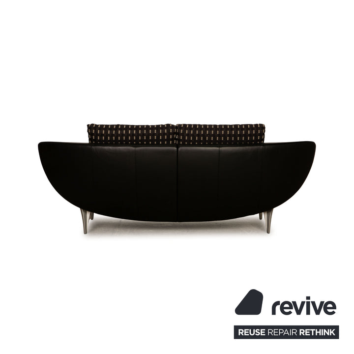 Rolf Benz 1600 leather three-seater black sofa couch function