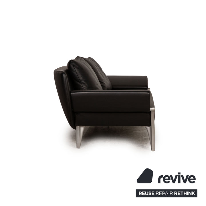 Rolf Benz 1600 Leder Dreisitzer Schwarz Sofa Couch Funktion