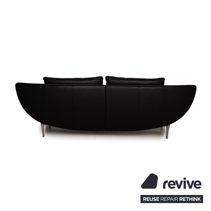 Rolf Benz 1600 Leder Dreisitzer Schwarz Sofa Couch Funktion