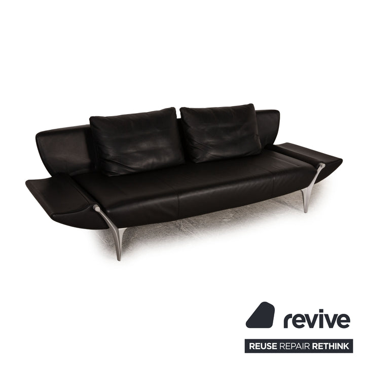 Rolf Benz 1600 Leder Dreisitzer Schwarz Sofa Couch Funktion