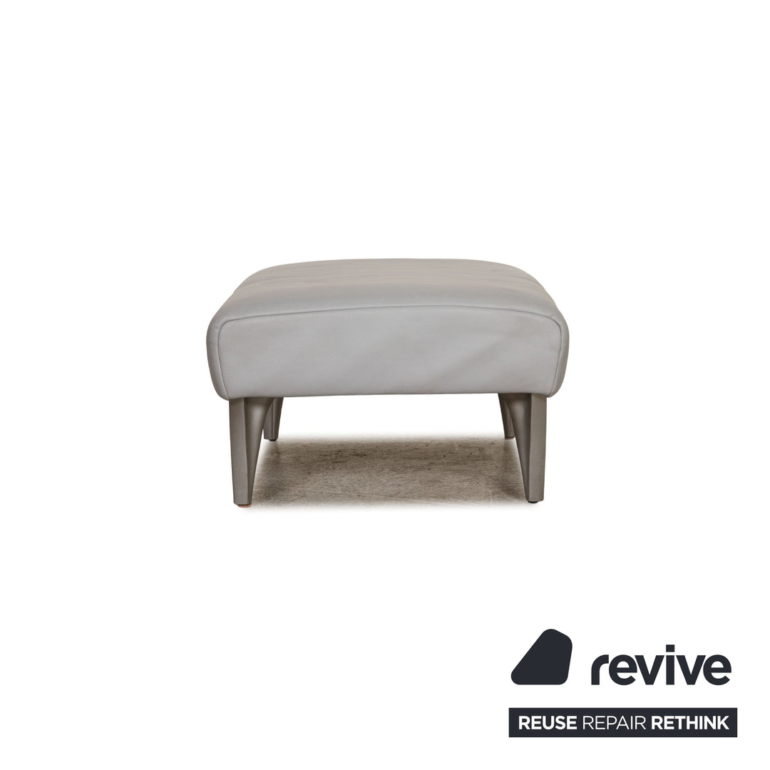 Rolf Benz 1600 Leather Stool Blue Grey